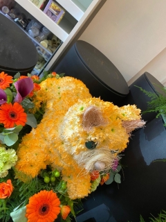 3D Cat Laying On a Bed of Flowers