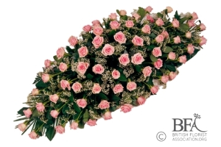 Pink Rose and Gyp Casket Spray